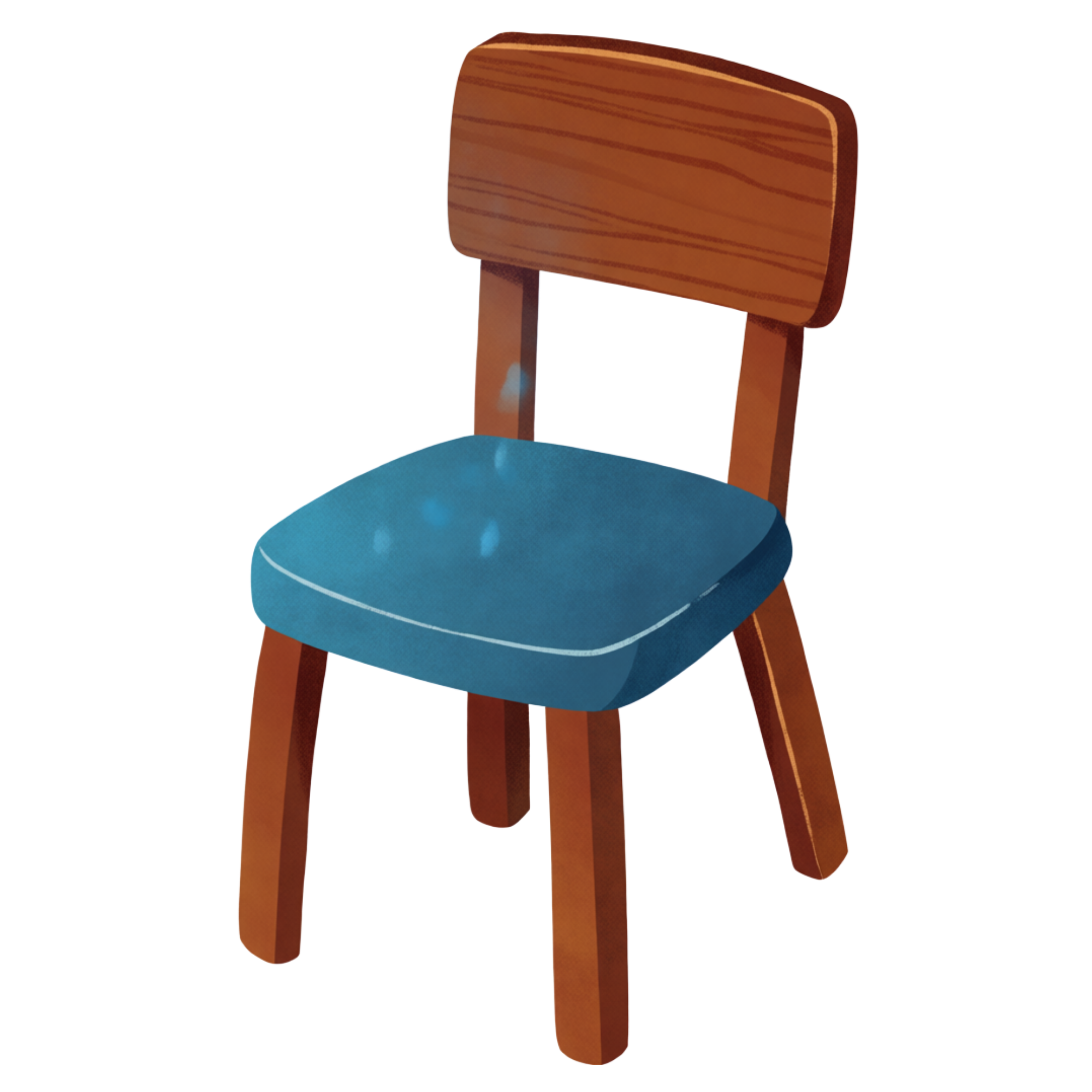 An empty wooden chair.