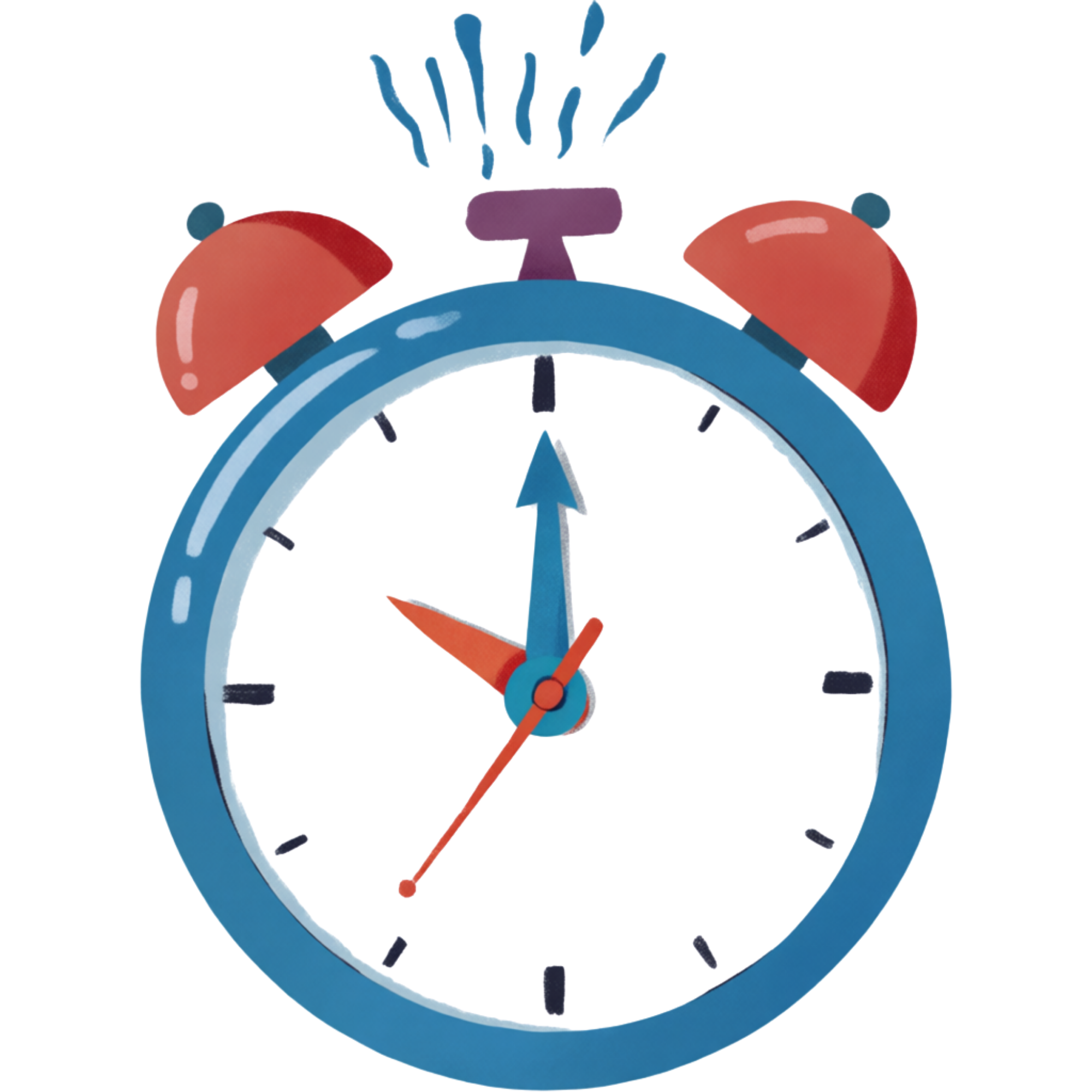 A ringing alarm clock.